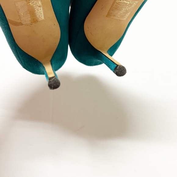 J Crew Womens Emerald Green Elise Suede Leather Pointed Toe Heels Size 7.5 - Picture 4 of 10